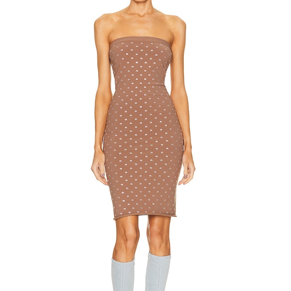 Alexander wang strapless midi dress in dark rose beige